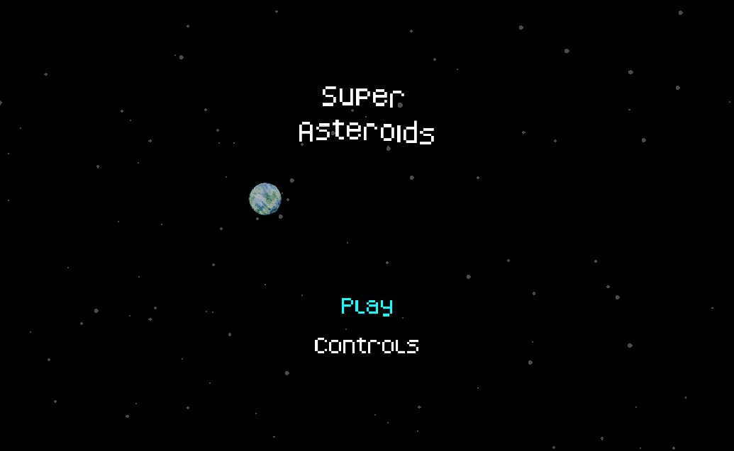 screeshot of asteroids with a little planet on the background
